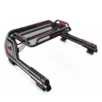 Matte Black Steel Sport Roll Bar Universal 4x4 Pickup Truck Roll Bar With Luggage Compartment LED Brake Light for Revo 2015